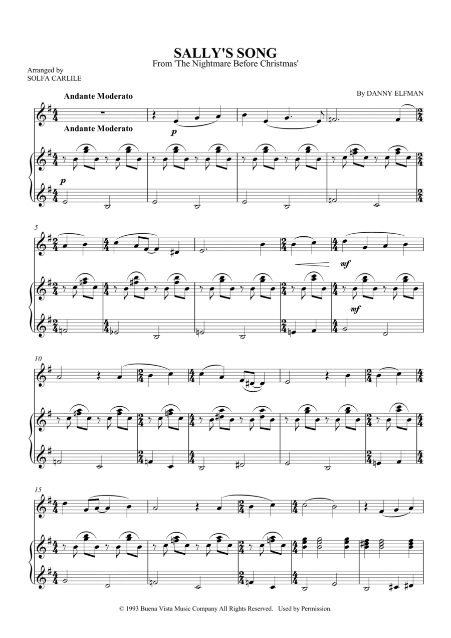 Sally's Song Flute Solo scores gallery preview page 1