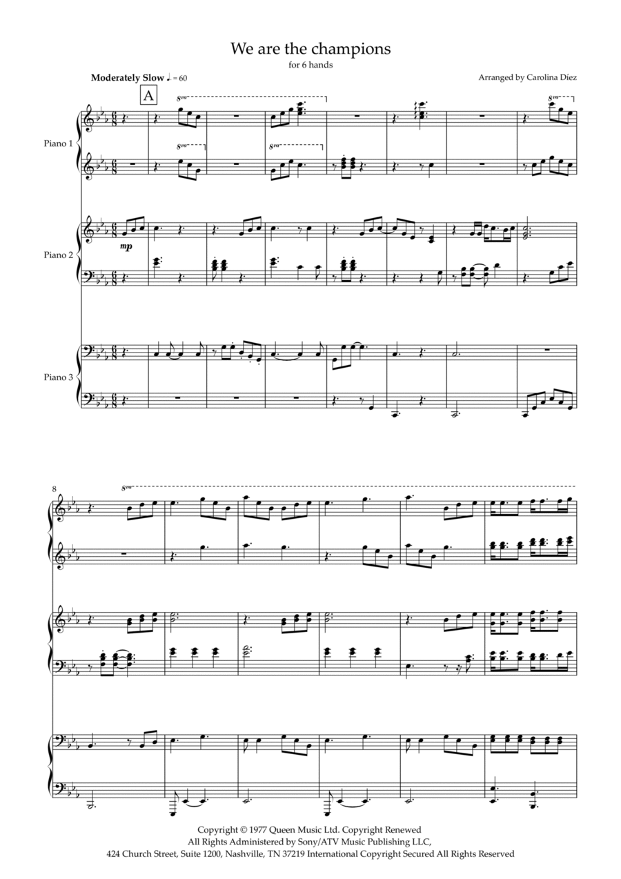 We Are The Champions We Are The Champions Piano Duet scores gallery preview page 1
