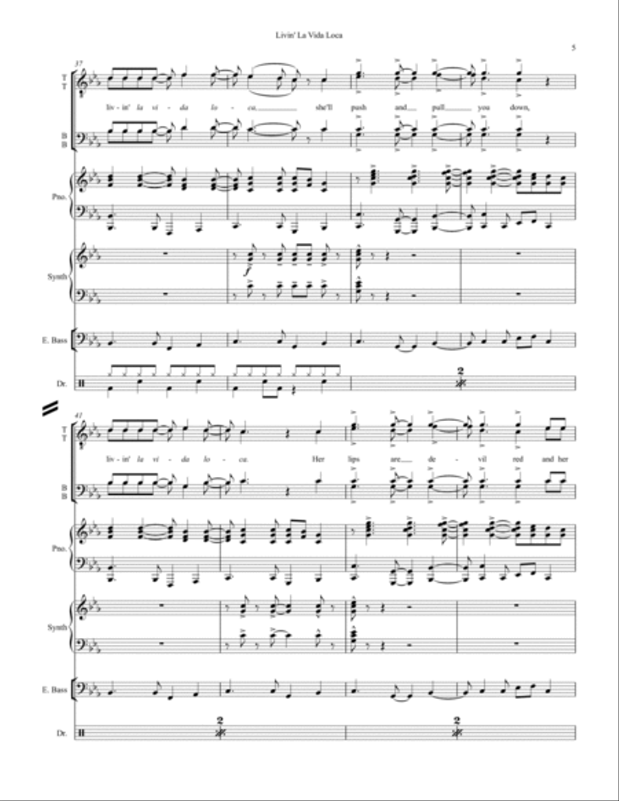 Livin' La Vida Loca Small Ensemble scores gallery preview page 5