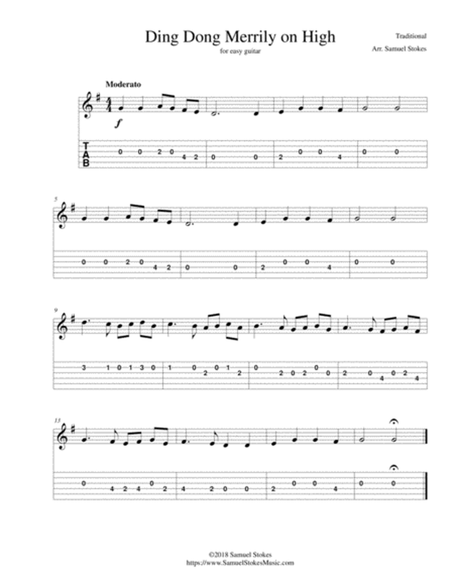 Ding Dong Merrily on High - for easy guitar with TAB image number null