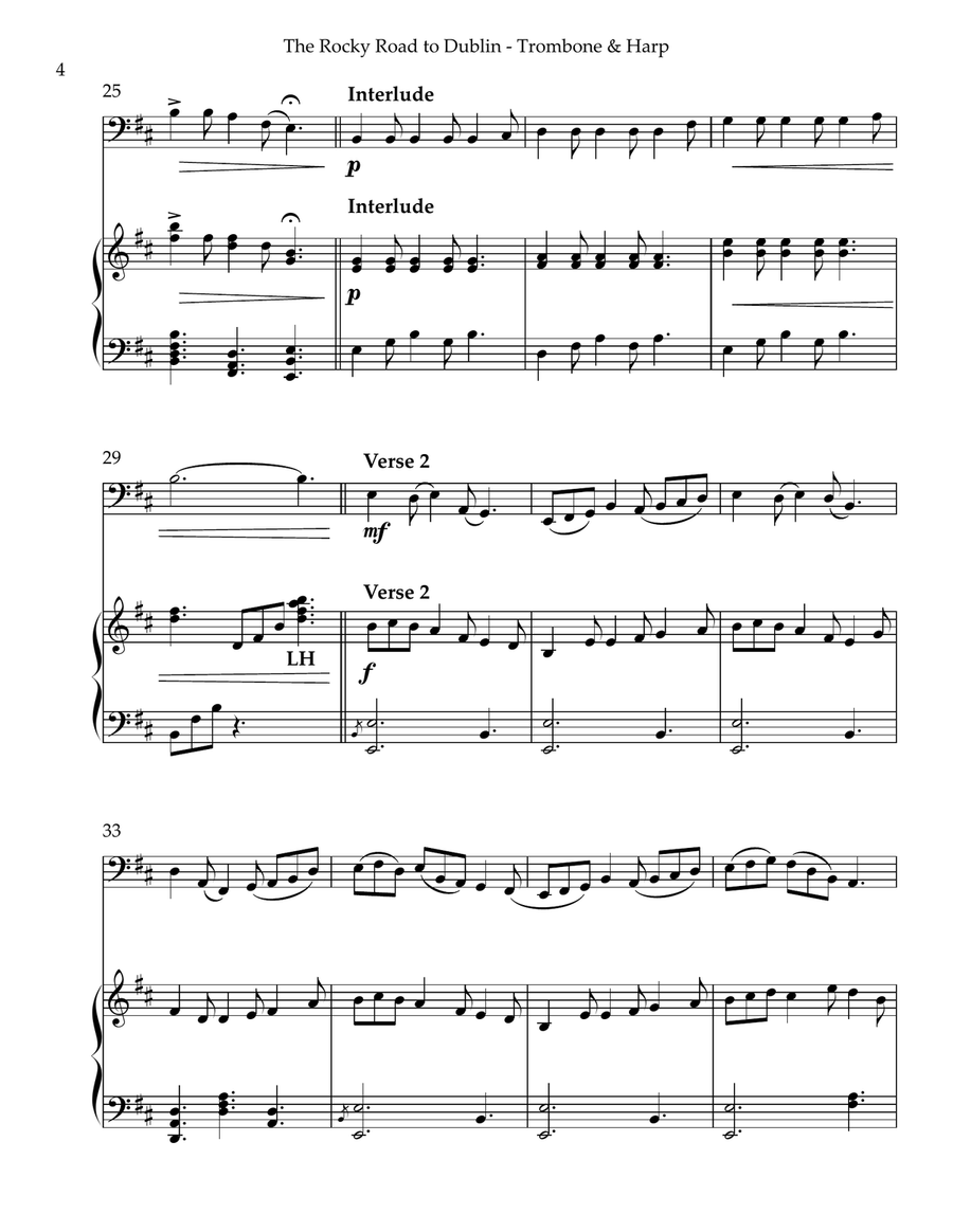 The Rocky Road to Dublin, Duet for Trombone & Harp