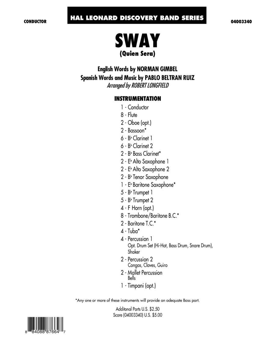 Sway (quien Sera) Dl - Conductor Score (Full Score)