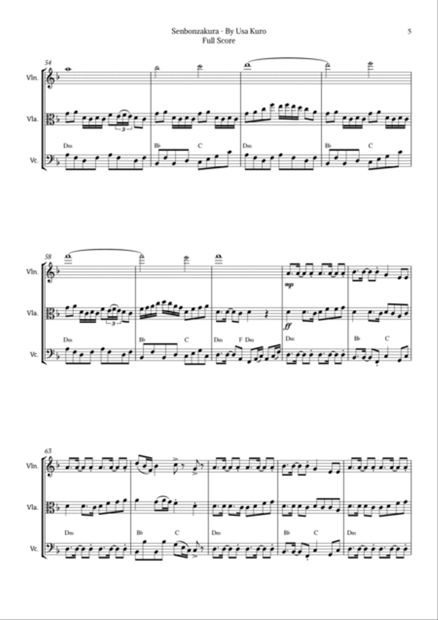 Senbonzakura String Trio scores gallery preview page 5