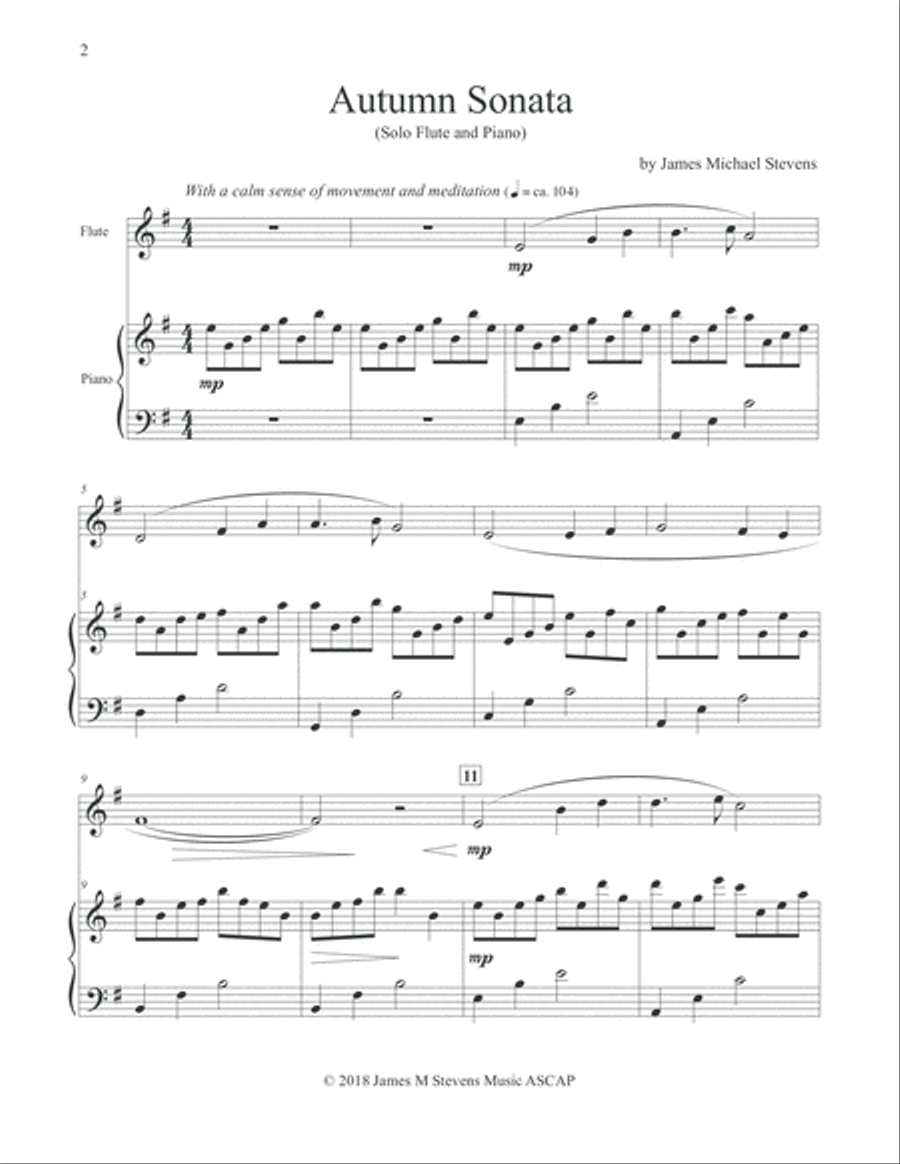 Autumn Sonata - Flute & Piano Autumn Sonata - Flute & Piano Flute Solo scores gallery preview page 2