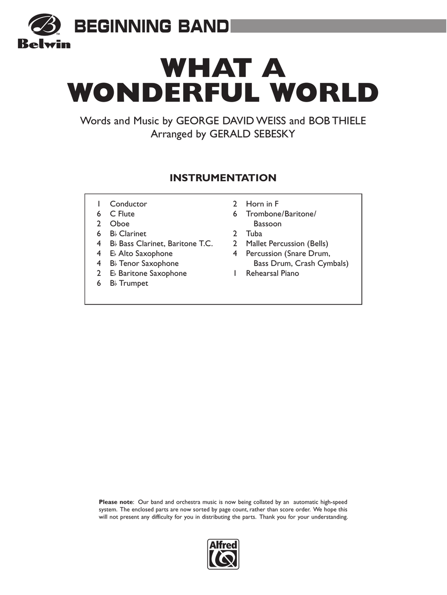 What a Wonderful World: Score