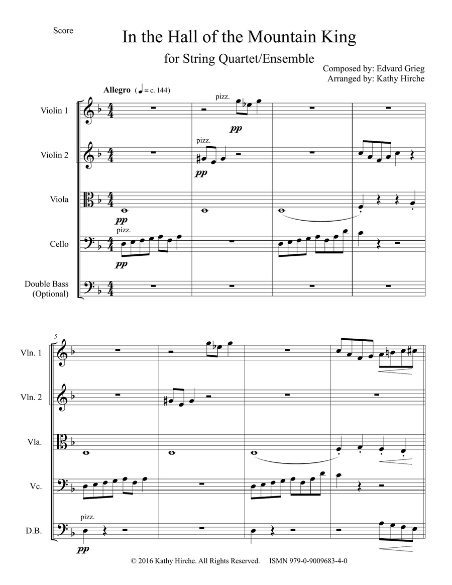 In the Hall of the Mountain King - String Quartet/Ensemble String Quartet scores gallery preview page 2