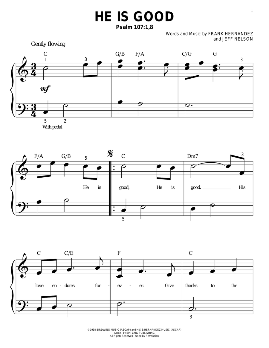 He Is Good He Is Good Easy Piano scores gallery preview page 1