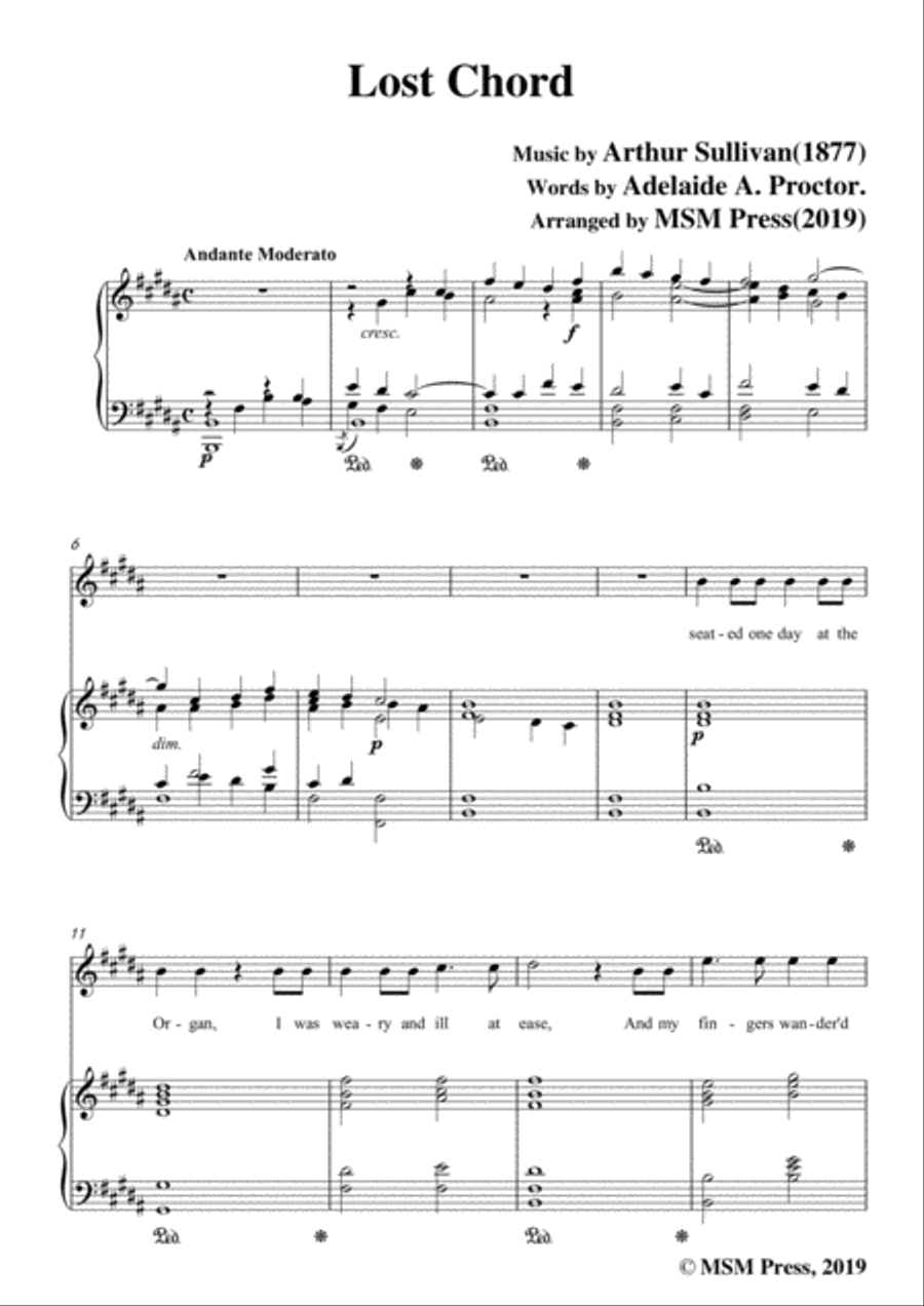 Arthur Sullivan-Lost Chord,in B Major,for Voice and Piano Voice Solo scores gallery preview page 3