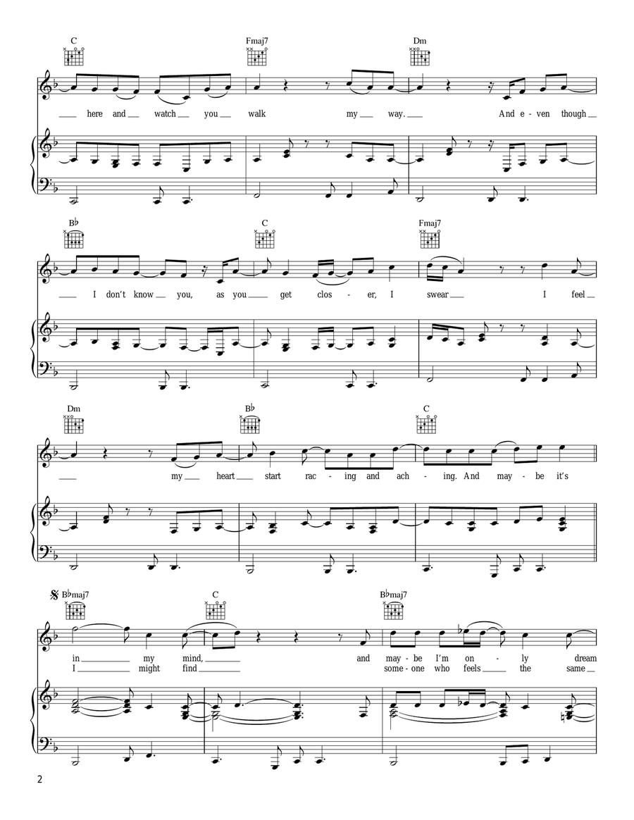 Standing Right In Front Of You Piano, Vocal, Guitar scores gallery preview page 2