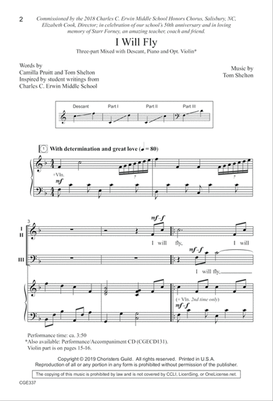 I Will Fly - Three-part Mixed 3-Part scores gallery preview page 2