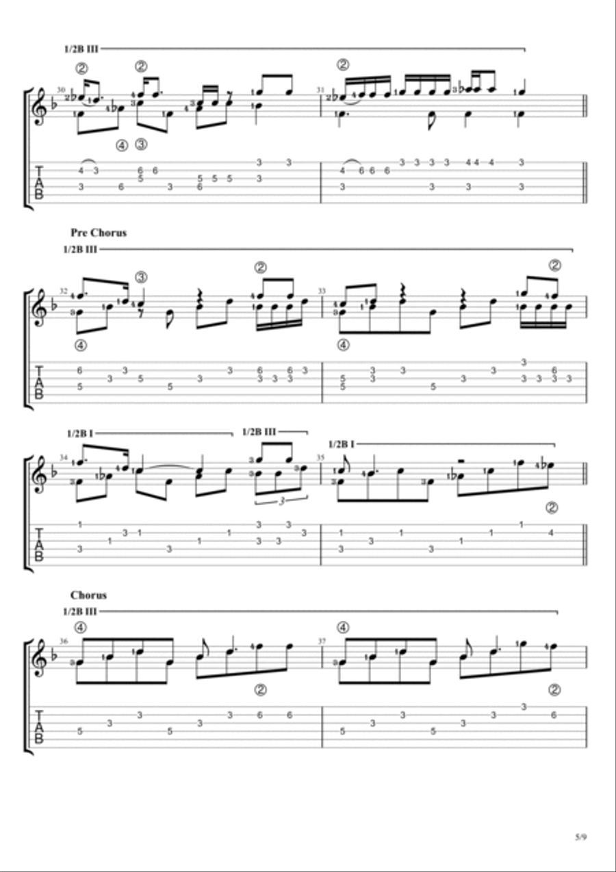 Tomboy Guitar Tablature scores gallery preview page 5
