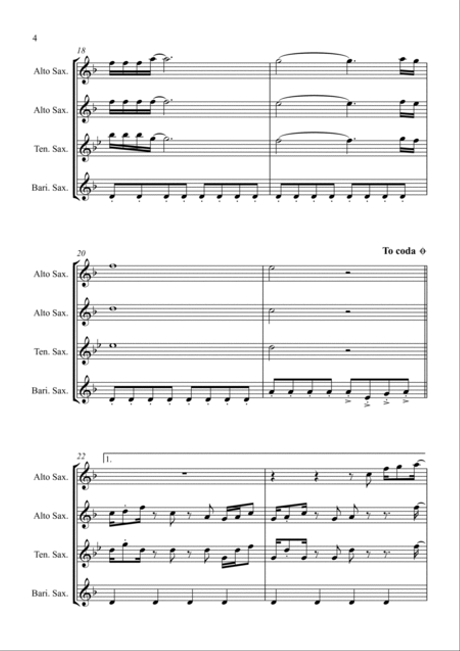 Stayin' Alive Stayin' Alive Saxophone Quartet scores gallery preview page 4