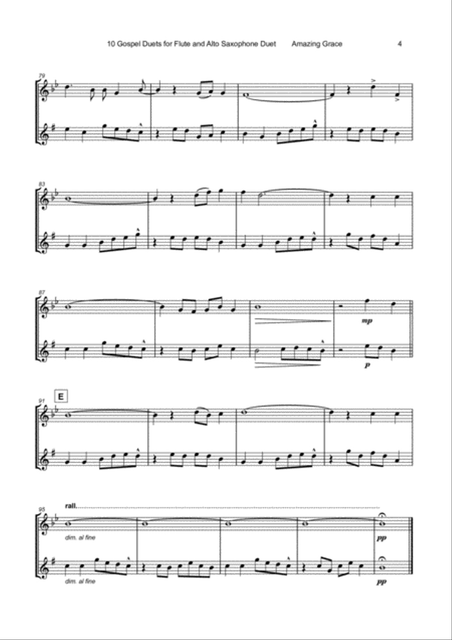 10 Gospel Duets for Flute and Alto Saxophone Woodwind Duet scores gallery preview page 6