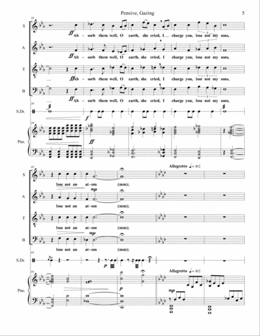 Pensive, Gazing Pensive, Gazing 4-Part scores gallery preview page 5