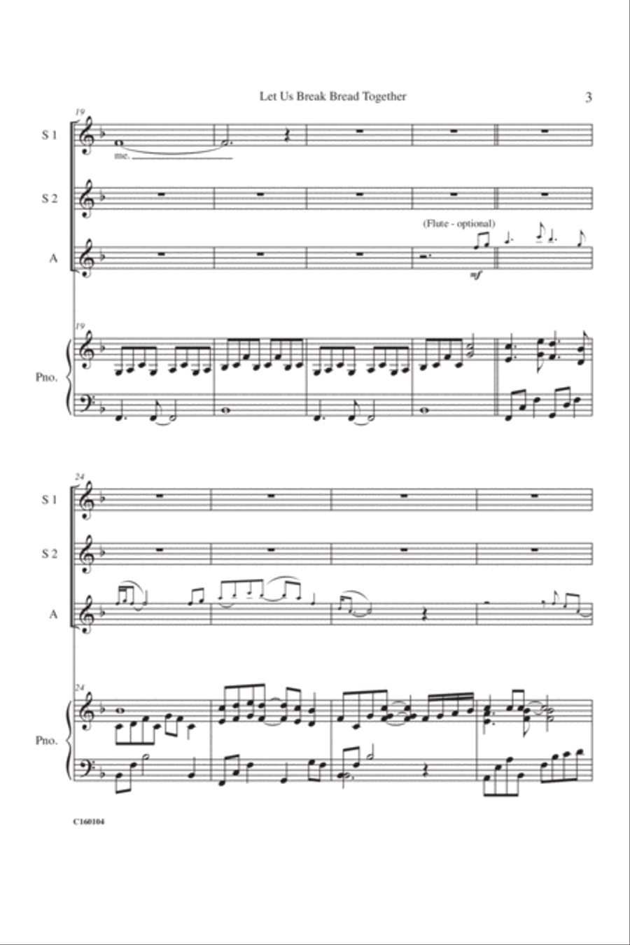Let Us Break Bread Together SSA scores gallery preview page 4