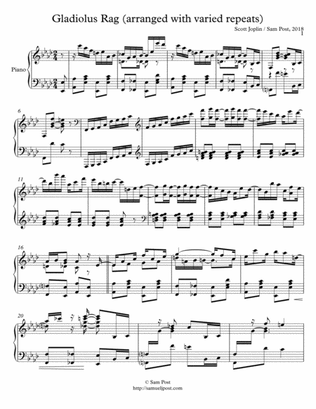 Gladiolus Rag (arranged with varied repeats), op. 30