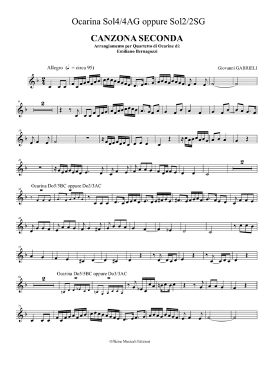 Quartetto di Ocarine - CANZONA SECONDA Woodwind Quartet scores gallery preview page 4