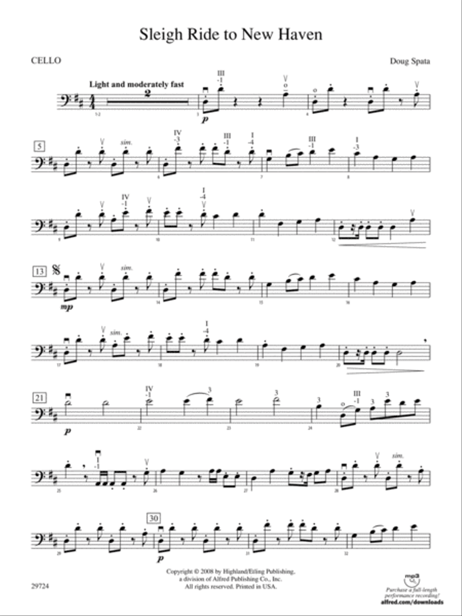 Sleigh Ride to New Haven: Cello String Orchestra scores gallery preview page 1
