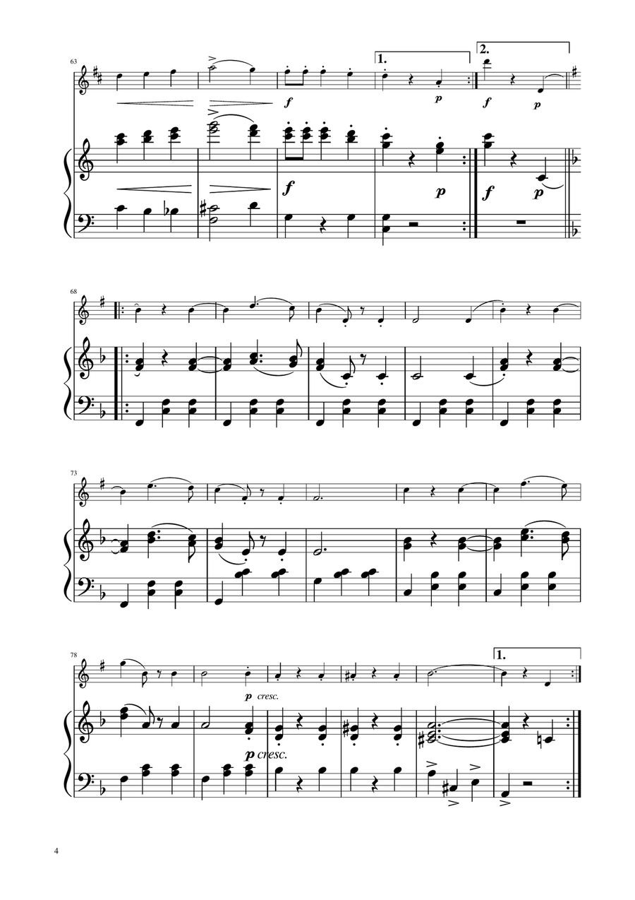 Blue Danube Walzt - Trumpet Solo w/ Piano B-Flat Trumpet scores gallery preview page 4