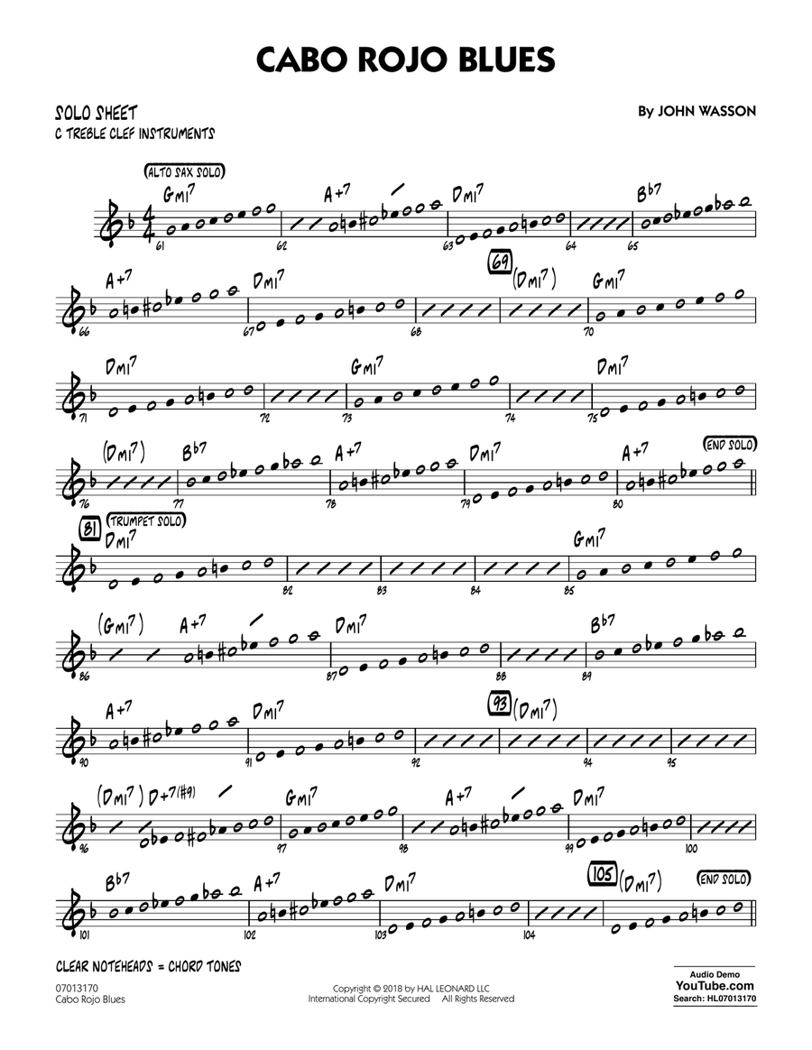 Cabo Rojo Blues - C Solo Sheet