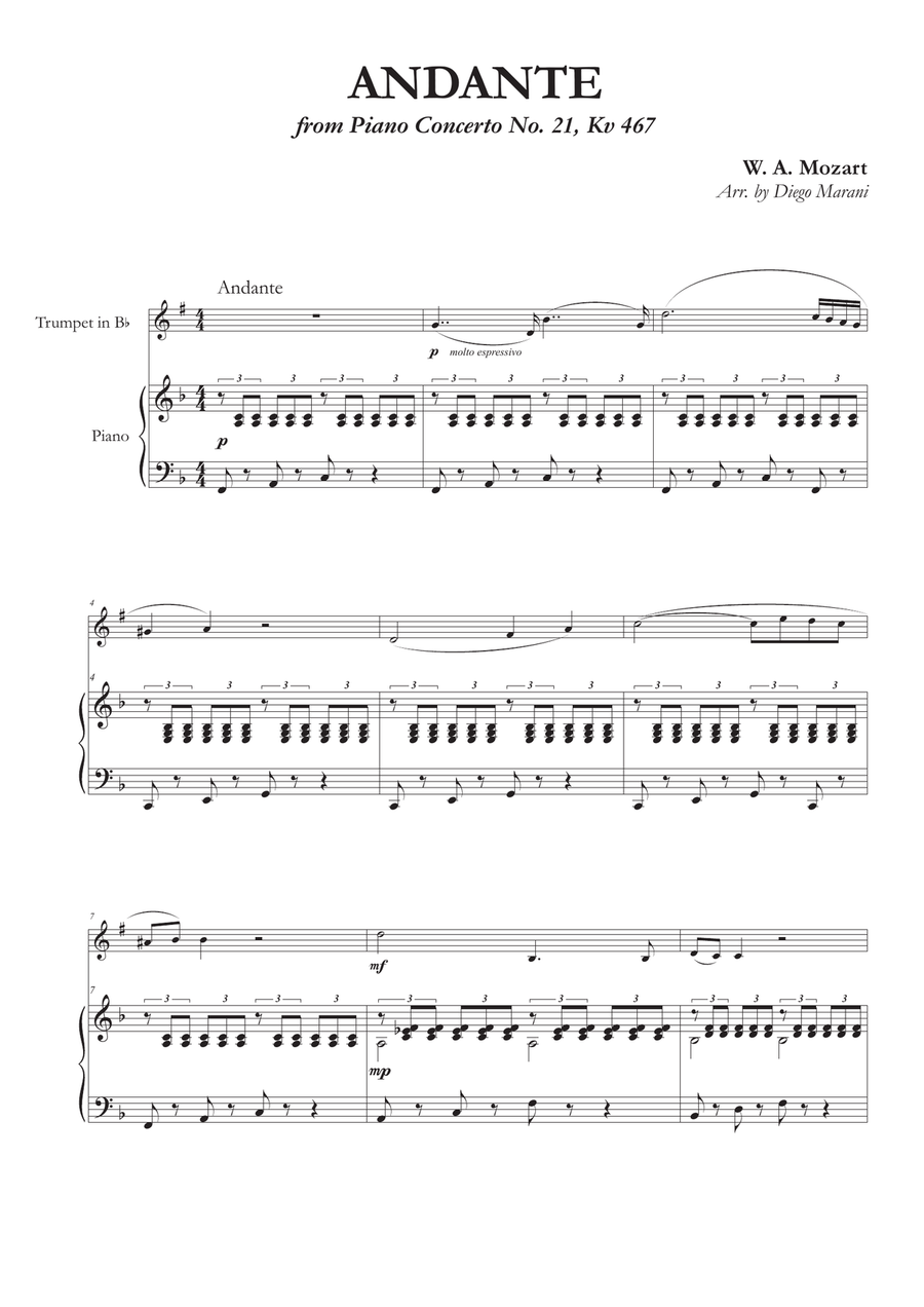 Andante from Concerto No. 21 for Trumpet and Piano Andante from Concerto No. 21 for Trumpet and Piano Trumpet Solo scores gallery preview page 2