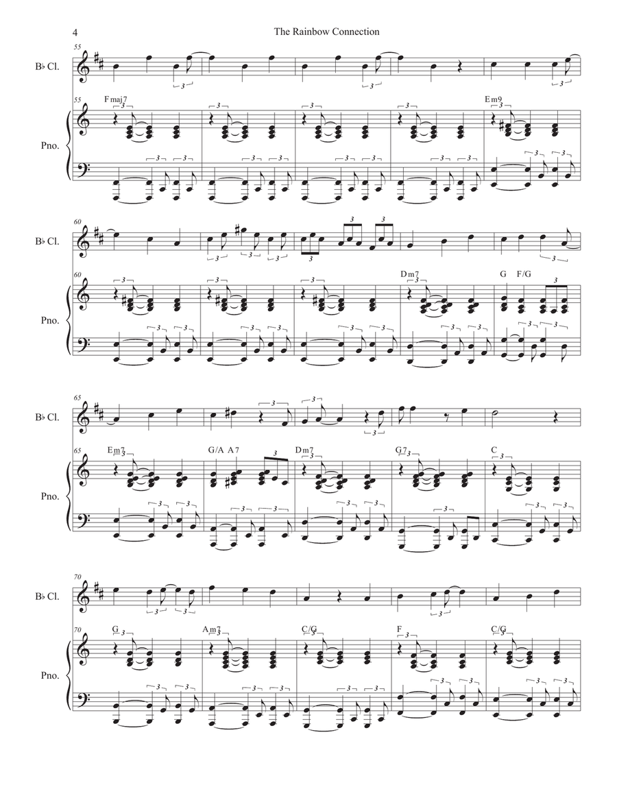 The Rainbow Connection Clarinet Solo scores gallery preview page 4