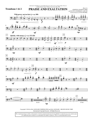 Praise And Exaltation - Trombone 1 & 2