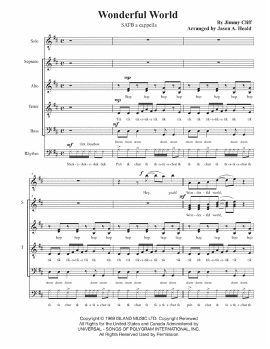 Wonderful World, Beautiful People 4-Part scores gallery preview page 3