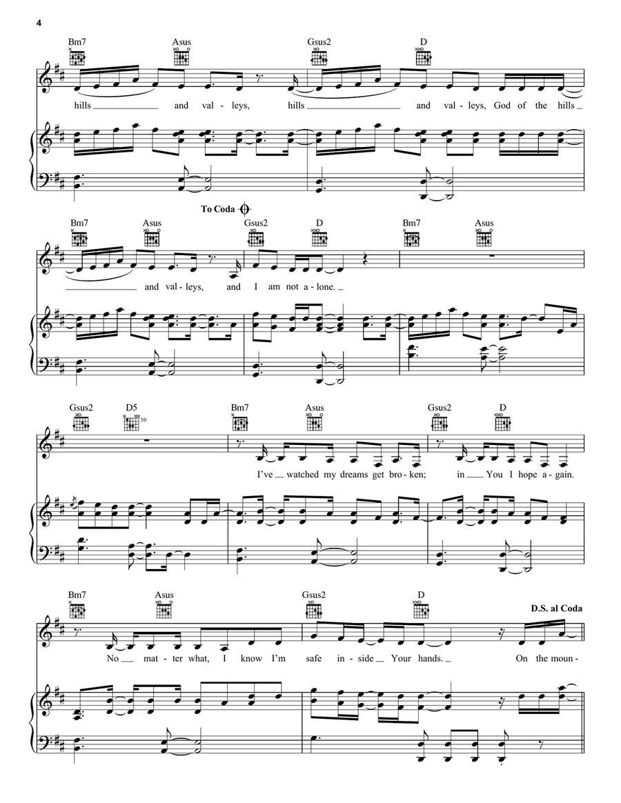 Hills And Valleys Piano, Vocal, Guitar scores gallery preview page 4