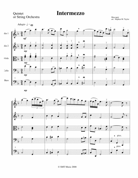 Intermezzo Mascagni (String Orchestra, string quintet) image number null