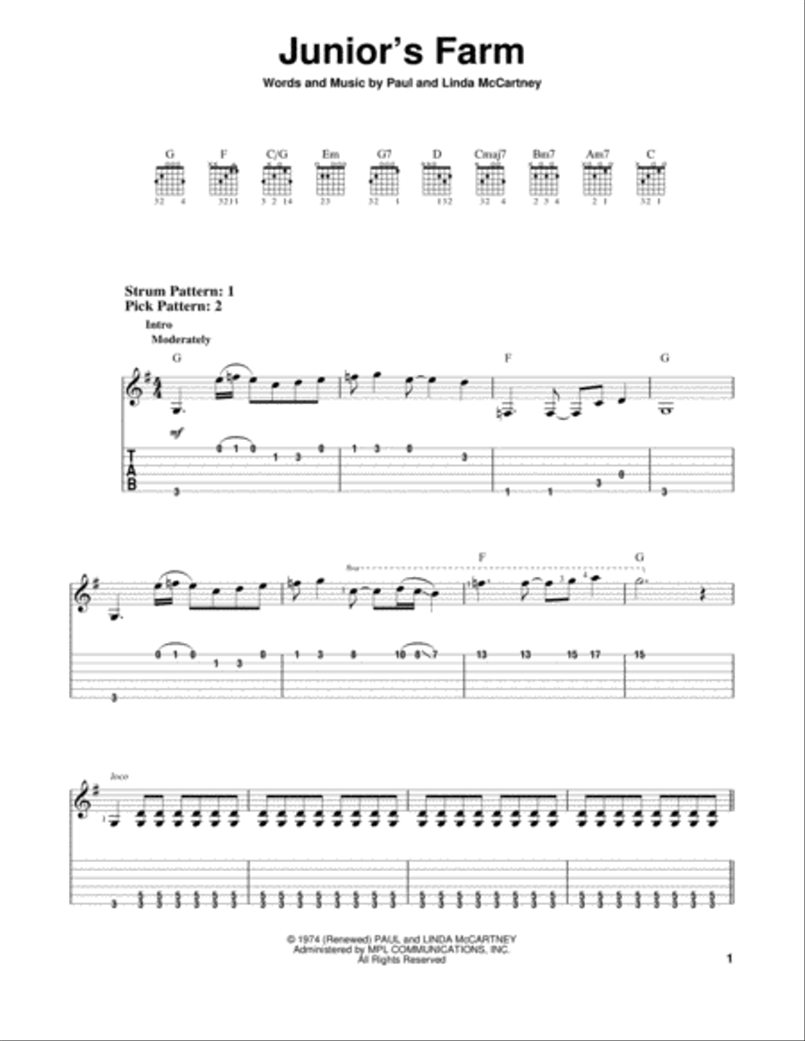 Junior's Farm Acoustic Guitar scores gallery preview page 1