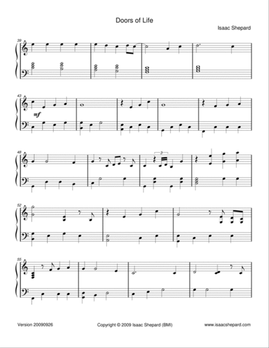 Doors of Life Piano Solo scores gallery preview page 3