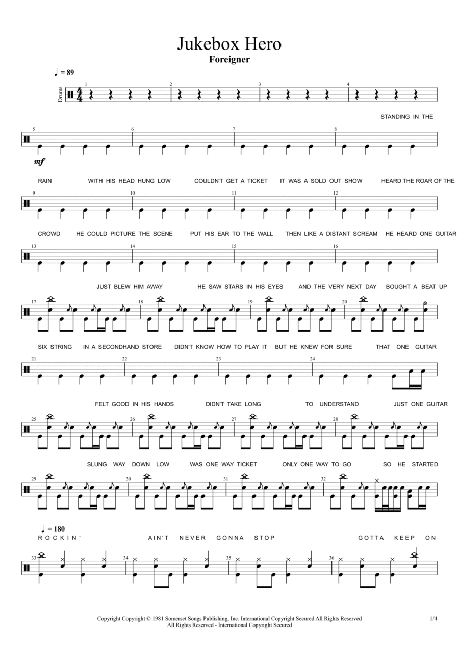 Juke Box Hero Juke Box Hero Drum Set scores gallery preview page 1