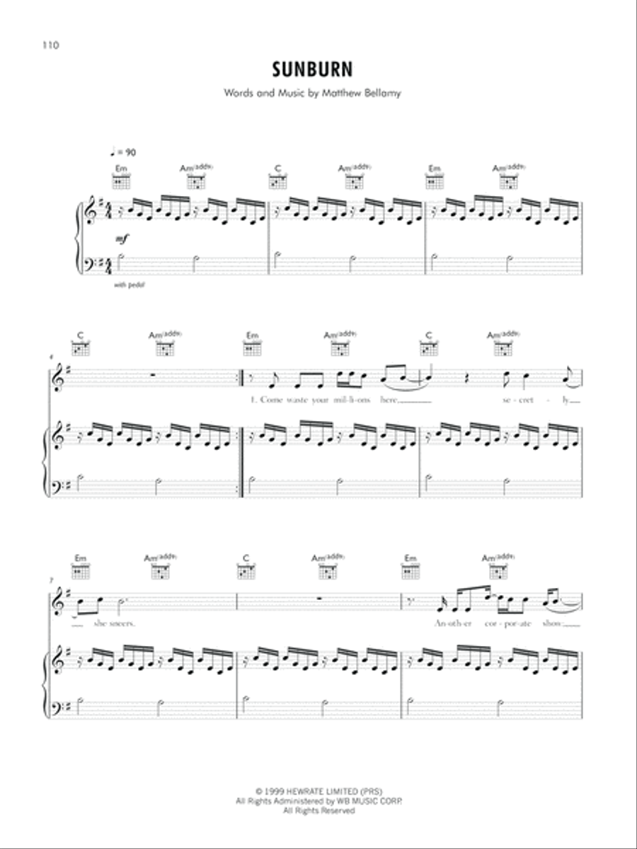 Sunburn Piano, Vocal, Guitar scores gallery preview page 1
