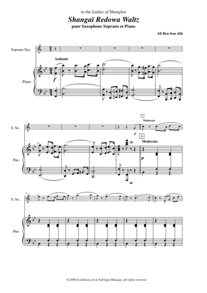 Ali Ben Sou Alle: Shanghai Redowa Waltz for soprano saxophone and piano