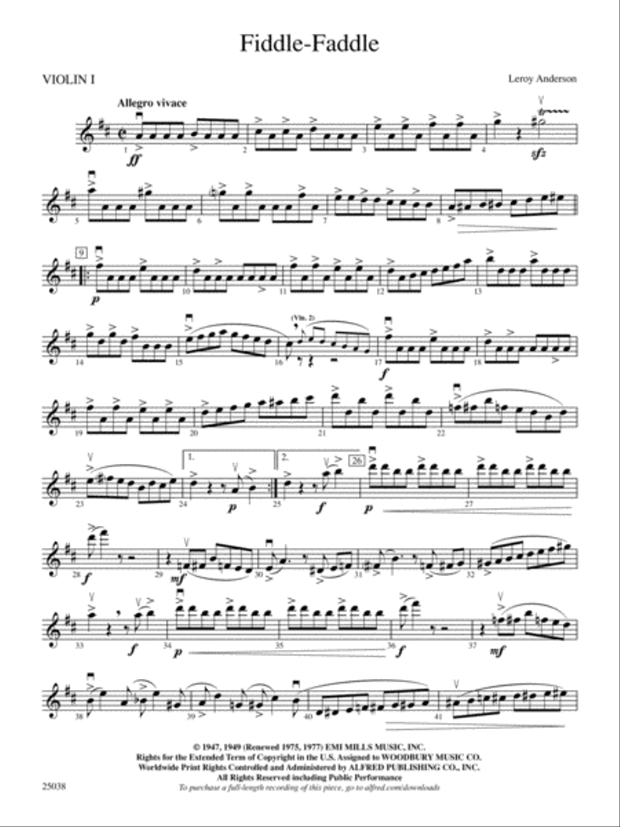 Fiddle-Faddle: 1st Violin Full Orchestra scores gallery preview page 1