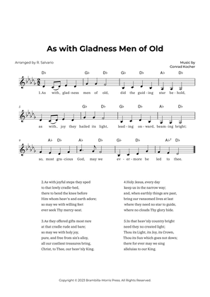 As with Gladness Men of Old (Key of D-Flat Major)
