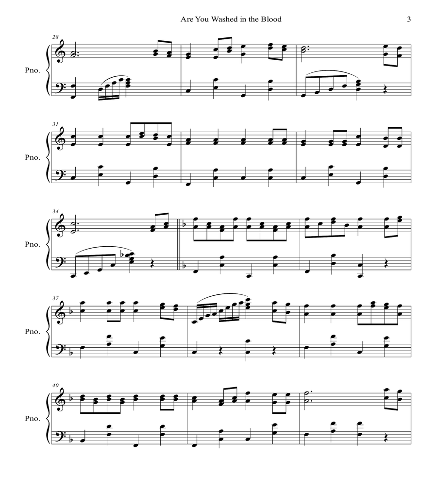 Are You Washed in the Blood? Piano Solo scores gallery preview page 4