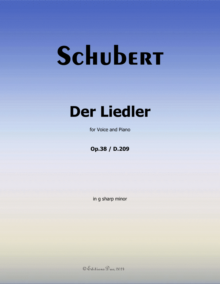 Der Liedler, by Schubert, Op.38(D.209), in g sharp minor Voice scores gallery preview page 1