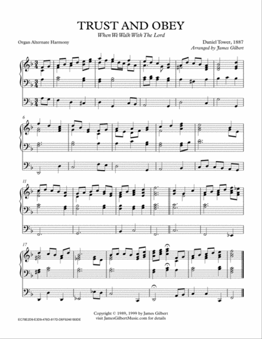 Trust And Obey Organ Solo scores gallery preview page 1