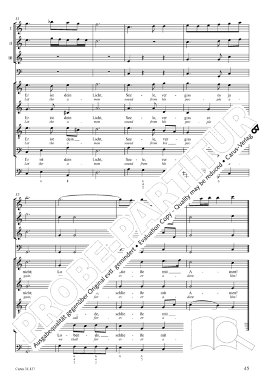Praise ye, Almighty God, King and our ruler exalted (Lobe den Herren, den machtigen Konig der Ehren) ATB scores gallery preview page 46