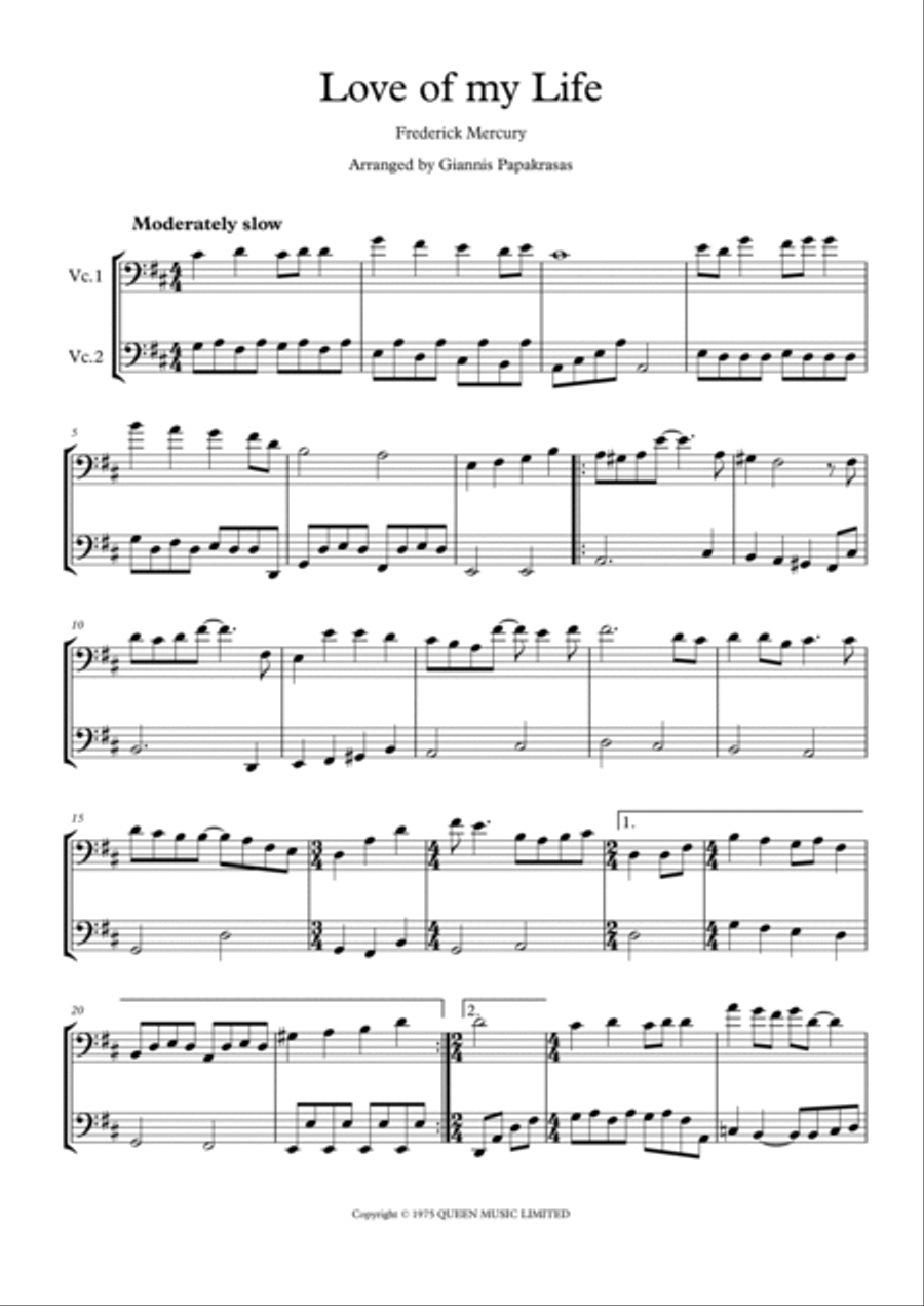 Love Of My Life Cello Solo scores gallery preview page 2