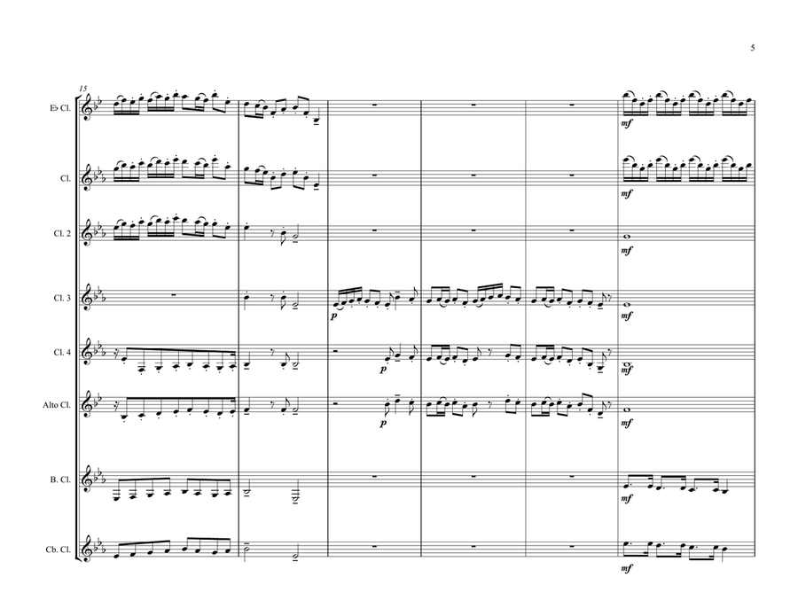 The Arrival of the Queen of Sheba for Clarinet Ensemble Woodwind Ensemble scores gallery preview page 5