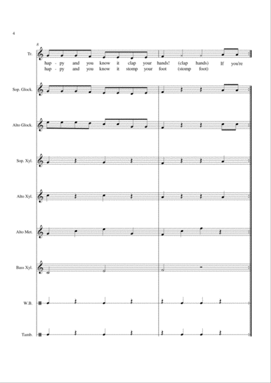 If You're Happy And You Know It - For Orff Ensemble Percussion Ensemble scores gallery preview page 4