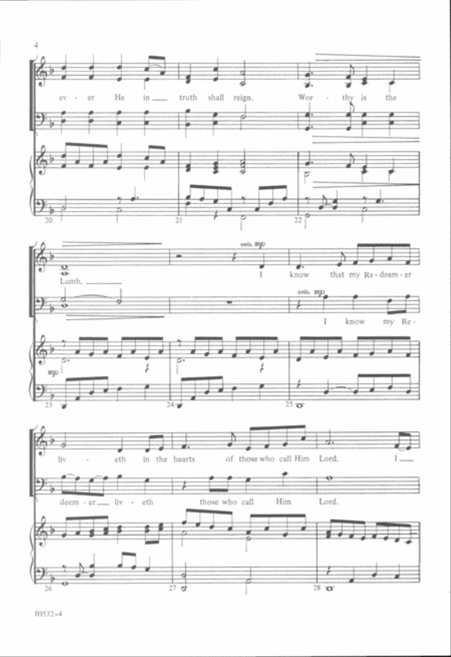 I Know That My Redeemer Liveth 4-Part scores gallery preview page 4