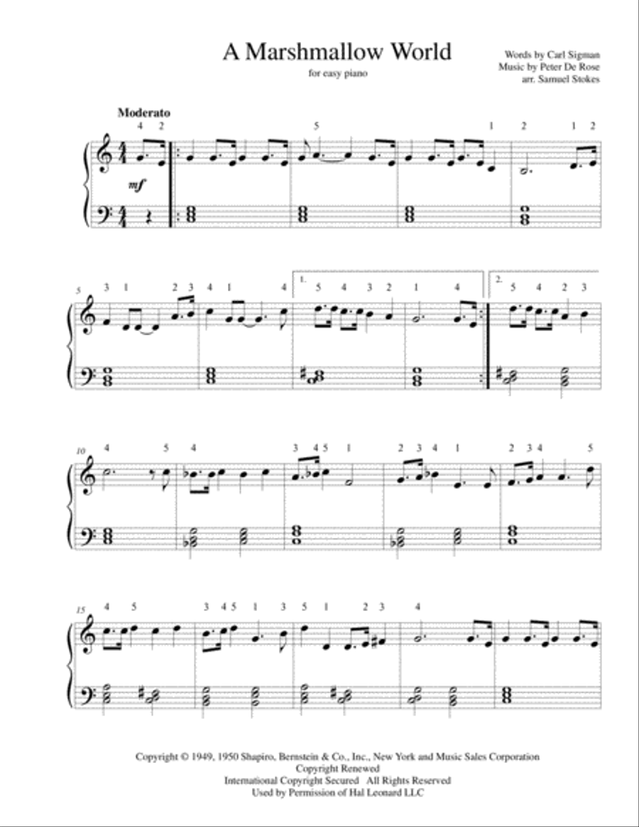 A Marshmallow World A Marshmallow World Easy Piano scores gallery preview page 1