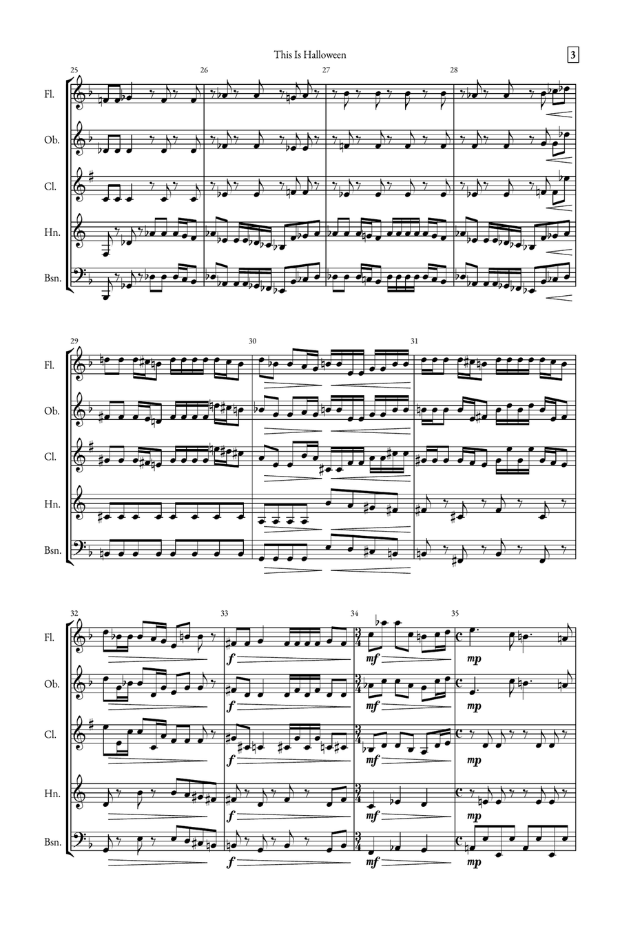 This Is Halloween Woodwind Quintet scores gallery preview page 3