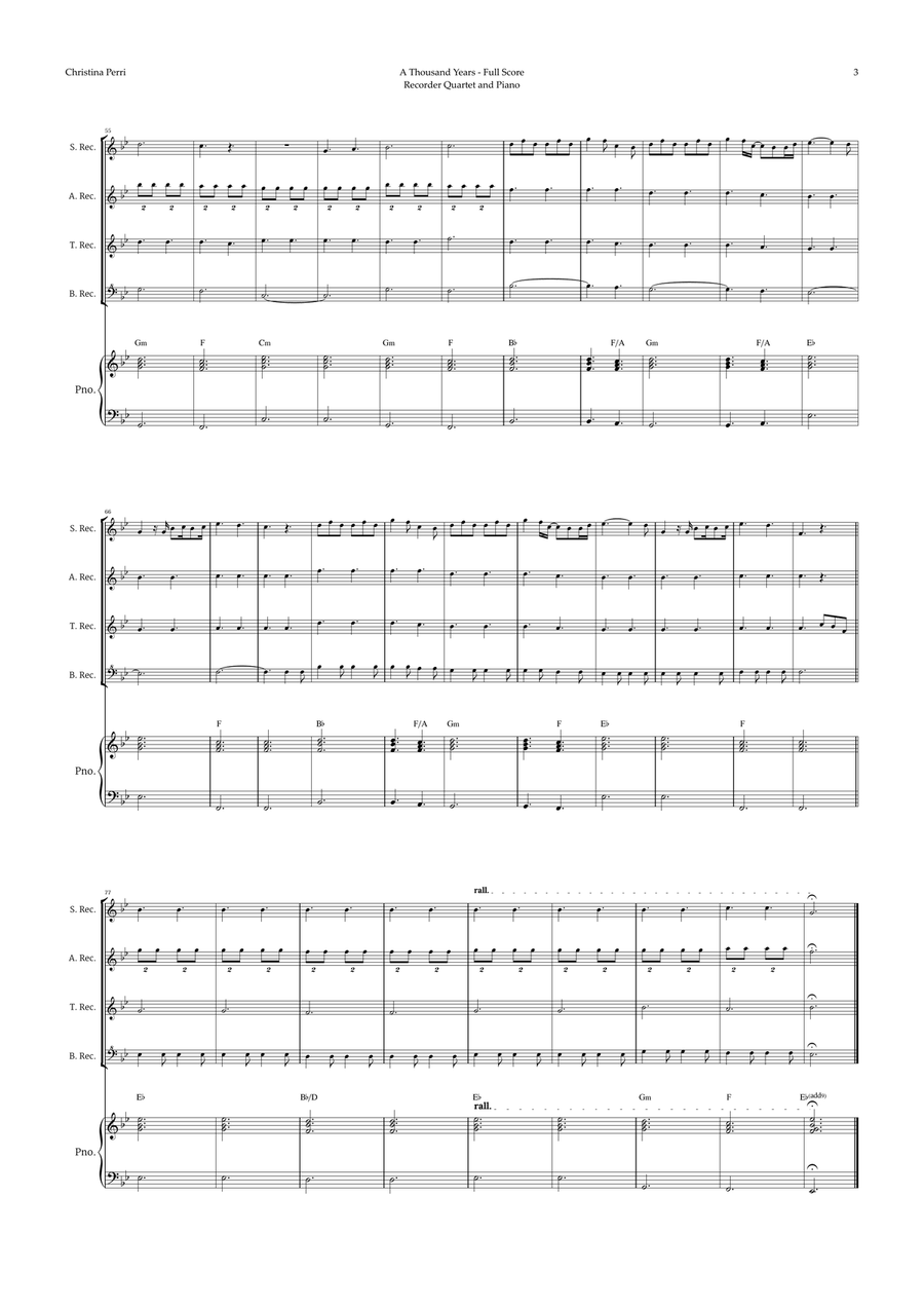 A Thousand Years Soprano Recorder scores gallery preview page 3