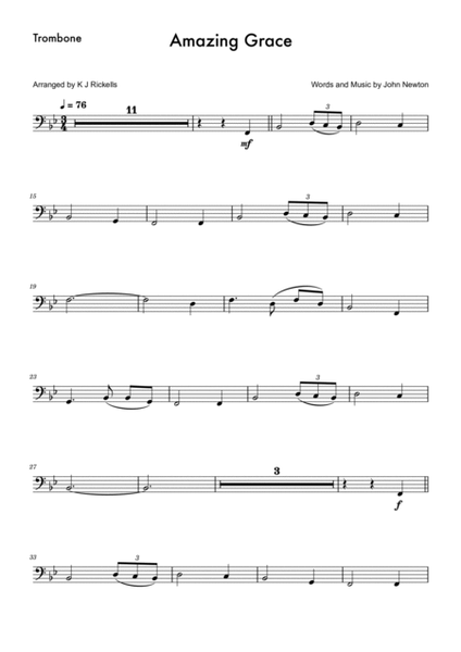 Amazing Grace - Trombone image number null