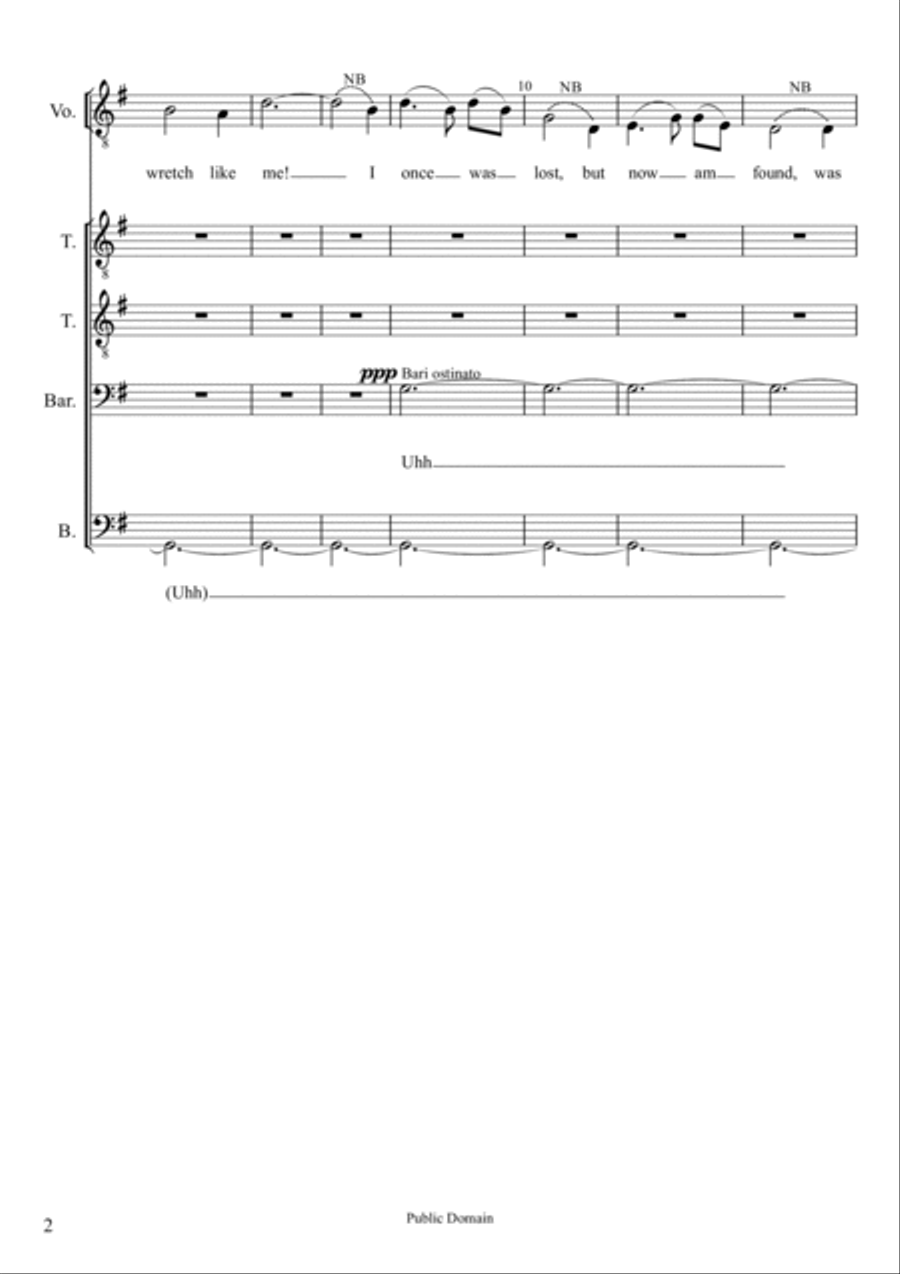 Amazing Grace TTBB a cappella TTBB scores gallery preview page 2